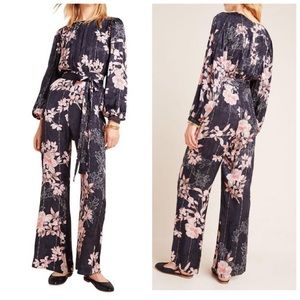 Anthropologie Harlyn black audria jacquard jumpsuit Small